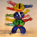Murano three clowns glass art repaired by Michael Bokrosh